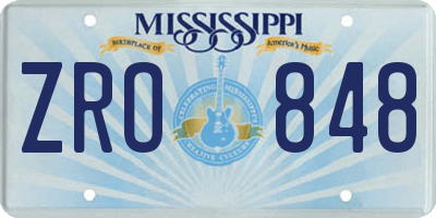 MS license plate ZRO848