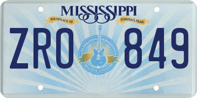 MS license plate ZRO849