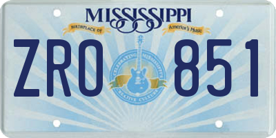 MS license plate ZRO851