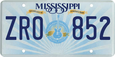 MS license plate ZRO852
