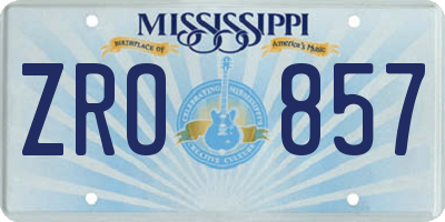 MS license plate ZRO857