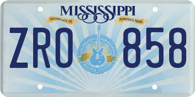 MS license plate ZRO858