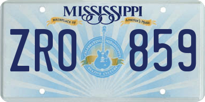 MS license plate ZRO859