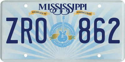 MS license plate ZRO862