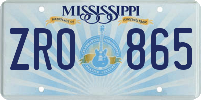MS license plate ZRO865