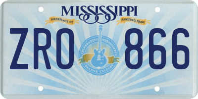 MS license plate ZRO866