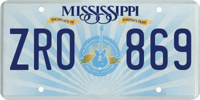 MS license plate ZRO869
