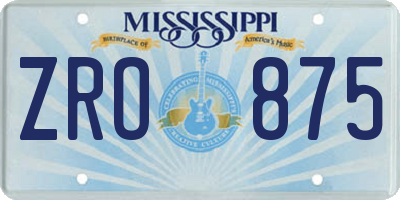 MS license plate ZRO875