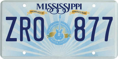 MS license plate ZRO877