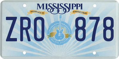 MS license plate ZRO878
