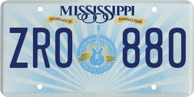MS license plate ZRO880