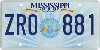 MS license plate ZRO881