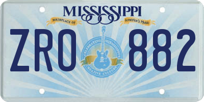 MS license plate ZRO882