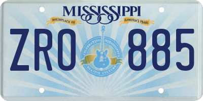 MS license plate ZRO885