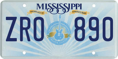 MS license plate ZRO890