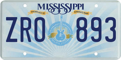MS license plate ZRO893