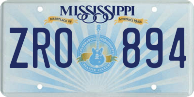 MS license plate ZRO894