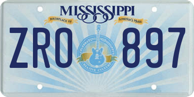 MS license plate ZRO897