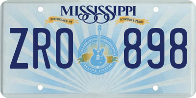 MS license plate ZRO898