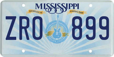 MS license plate ZRO899