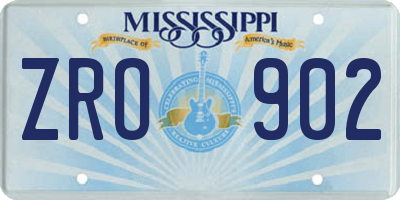 MS license plate ZRO902