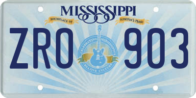 MS license plate ZRO903