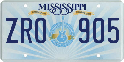 MS license plate ZRO905