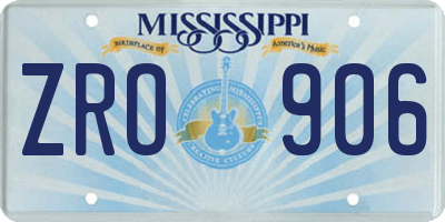 MS license plate ZRO906