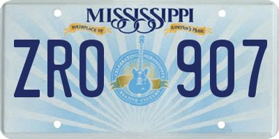 MS license plate ZRO907