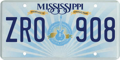 MS license plate ZRO908