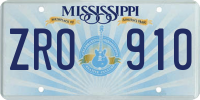 MS license plate ZRO910