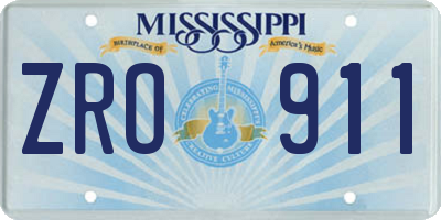 MS license plate ZRO911