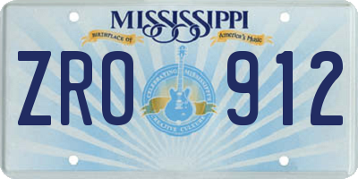 MS license plate ZRO912