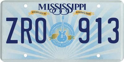 MS license plate ZRO913