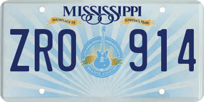 MS license plate ZRO914