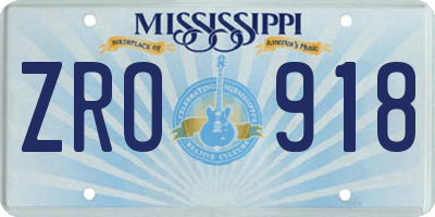 MS license plate ZRO918