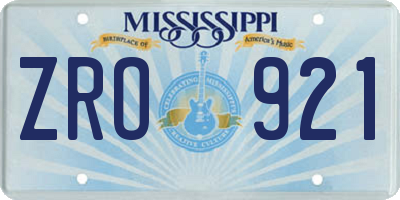 MS license plate ZRO921