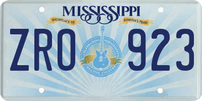 MS license plate ZRO923