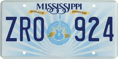MS license plate ZRO924