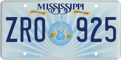 MS license plate ZRO925