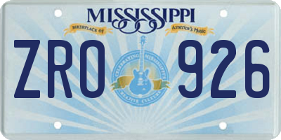 MS license plate ZRO926