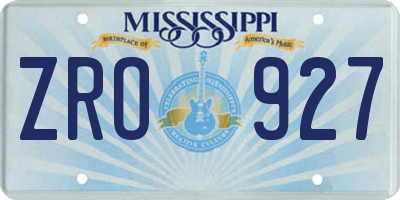 MS license plate ZRO927