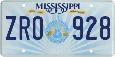 MS license plate ZRO928