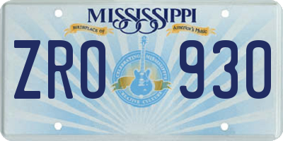 MS license plate ZRO930