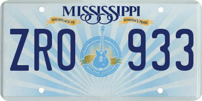 MS license plate ZRO933