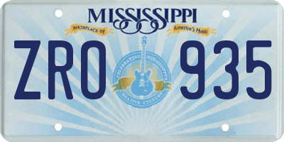MS license plate ZRO935
