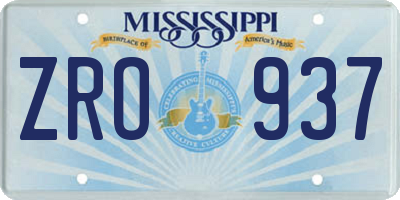 MS license plate ZRO937