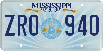 MS license plate ZRO940