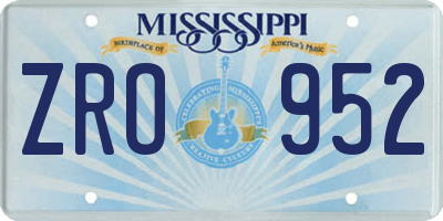 MS license plate ZRO952