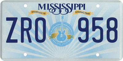 MS license plate ZRO958